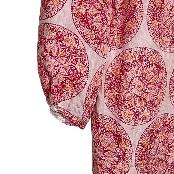 Calypso St Barth Top Womens Small Silk Shirt Blouse Puff Sleeve Casual Pink - Picture 5 of 11